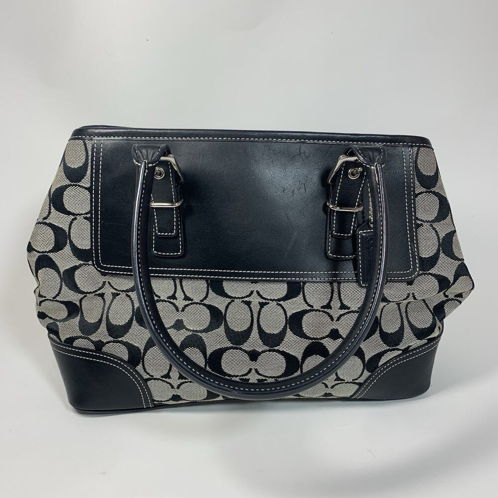 Coach Signature Tote Bag Canvas Black Authentic